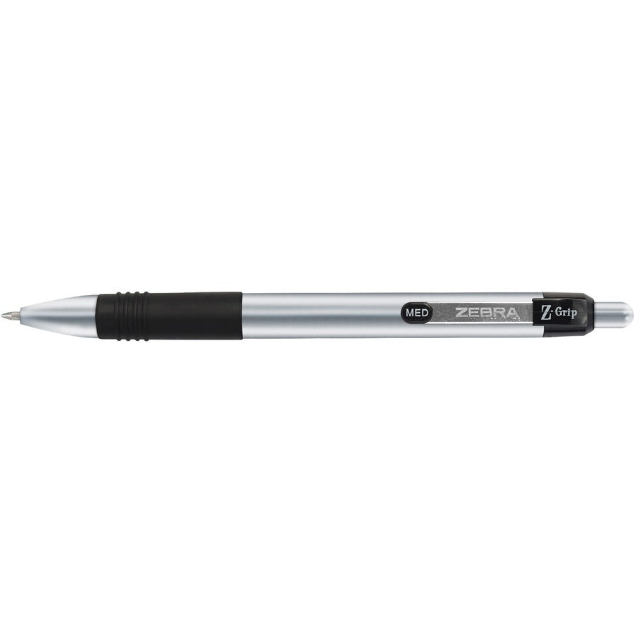 Zebra Z-Grip Elite Metal Retractable Ballpoint Pen - 1 mm Bold Pen Point - Retractable - Black Ink - Gel-based - 1 Dozen