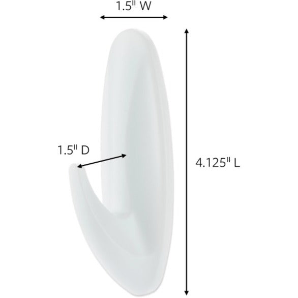 Command Large Designer Hooks, 4-1/8"H x 1-1/2"W x 1-1/2"D, White, Pack Of 16 Hooks - 16 Large Hook - 5 lb (2.27 kg) Capacity - 4.1" Height x 0.6" Width - for Coat, Painted Surface, Smooth Surface, Tile, Glass, Metal, Wood, Jacket, Banner, Accessories, ...