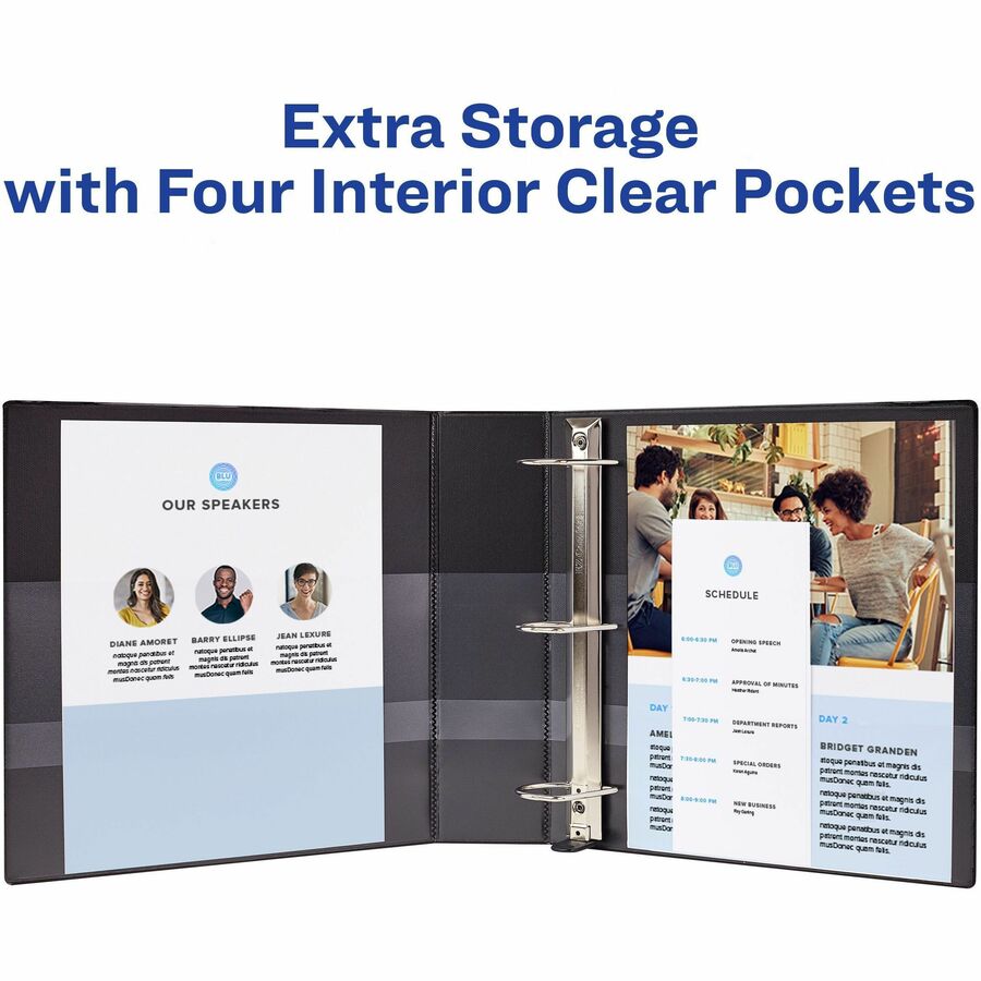 Avery® Heavy-Duty View 3 Ring Binders, 2" One Touch Slant Rings, 4 White Binders (79790) - 2" Binder Capacity - Letter - 8 1/2" x 11" Sheet Size - 530 Sheet Capacity - 530 Ring(s) - Fastener(s): Slant Ring - Pocket(s): 4 - Polypropylene - Adhesive,...