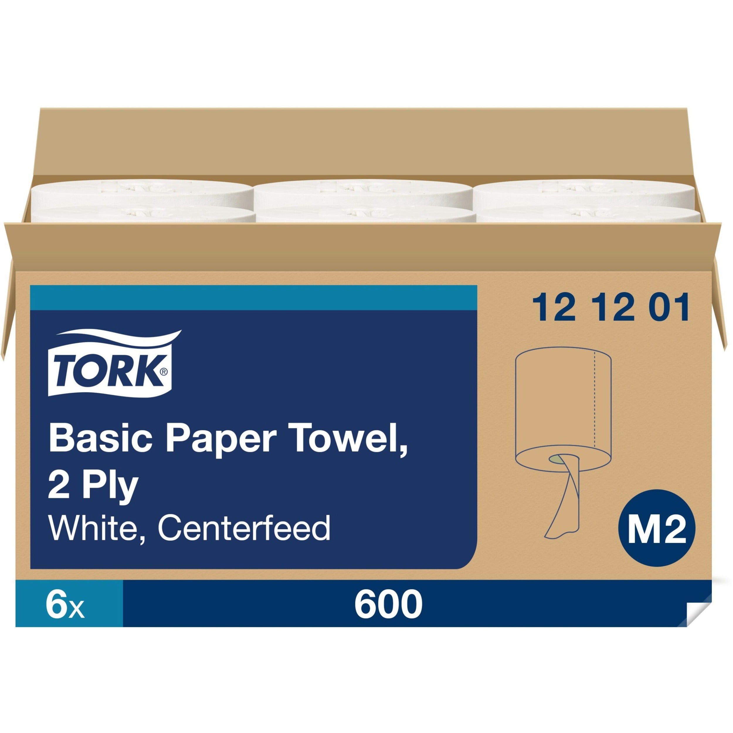 TORK Advanced Soft Centerfeed Hand Towel, 2-Ply, White - 2 Ply - 11.80" Width - 600 Sheets/Roll - 7.80" Roll Diameter - 2 29/32" Core - White - Paper - 600 / Roll