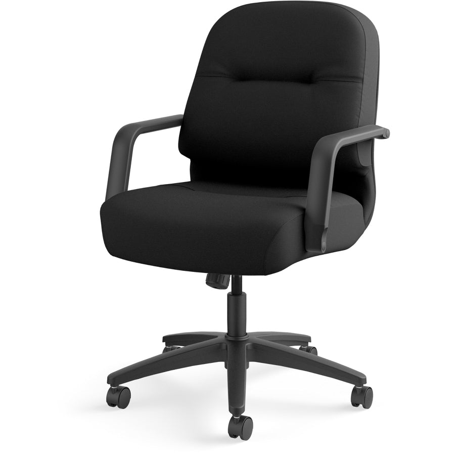 HON Pillow-Soft Mid-Back Chair - Black Seat Color - Memory Foam, Polyester Seat Material - Black Back Color - Foam, Polyester Back Material - Black Frame Color - Mid Back - 5-star Base - 1 Each