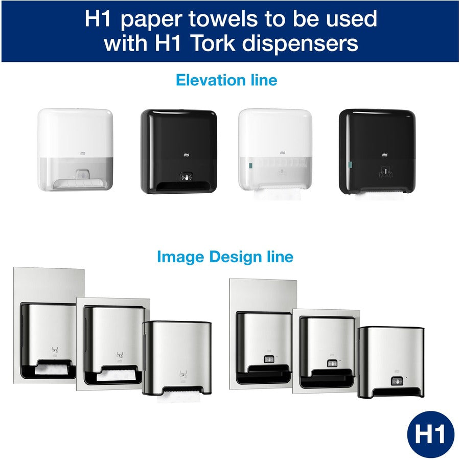 TORK Matic Soft Hand Towel Roll White with Blue Leaf H1 - 2 Ply - 7.25" Roll Diameter - 1 33/64" Core - White - 6 Roll