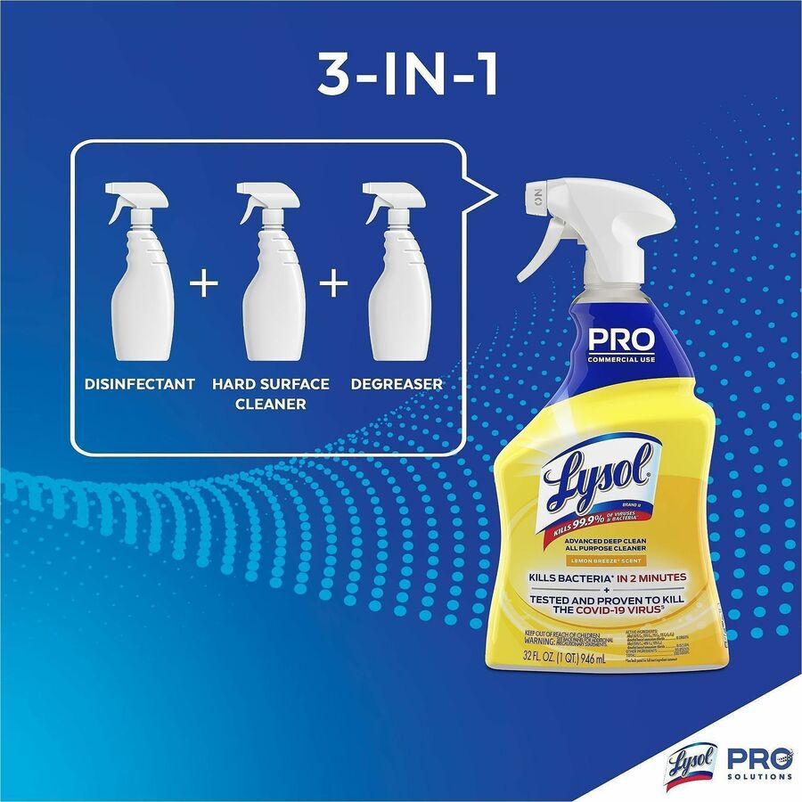 Lysol Advanced Deep Cleaner - 32 fl oz (1 quart) - 32 oz (2 lb) - Lemon Breeze Scent - Disinfectant - Clear Spray Bottle - 1 Each