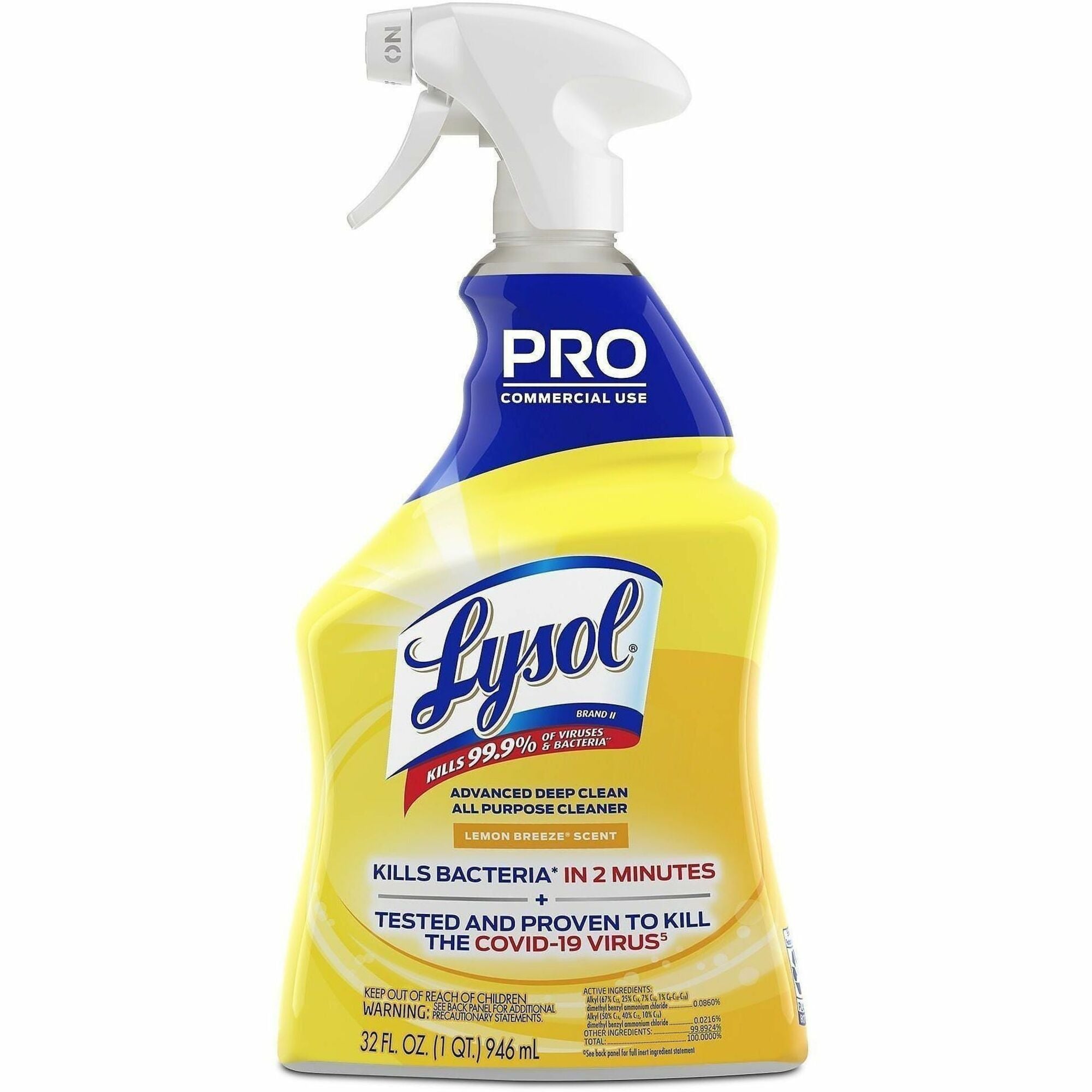 Lysol Advanced Deep Cleaner - 32 fl oz (1 quart) - 32 oz (2 lb) - Lemon Breeze Scent - Disinfectant - Clear Spray Bottle - 1 Each