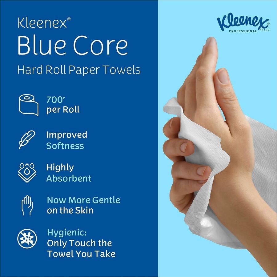 Kleenex Paper Towel - 1 Ply - 7.50" Width x 700 ft Length - 1 3/4" Core - White - Paper - 6 / Case