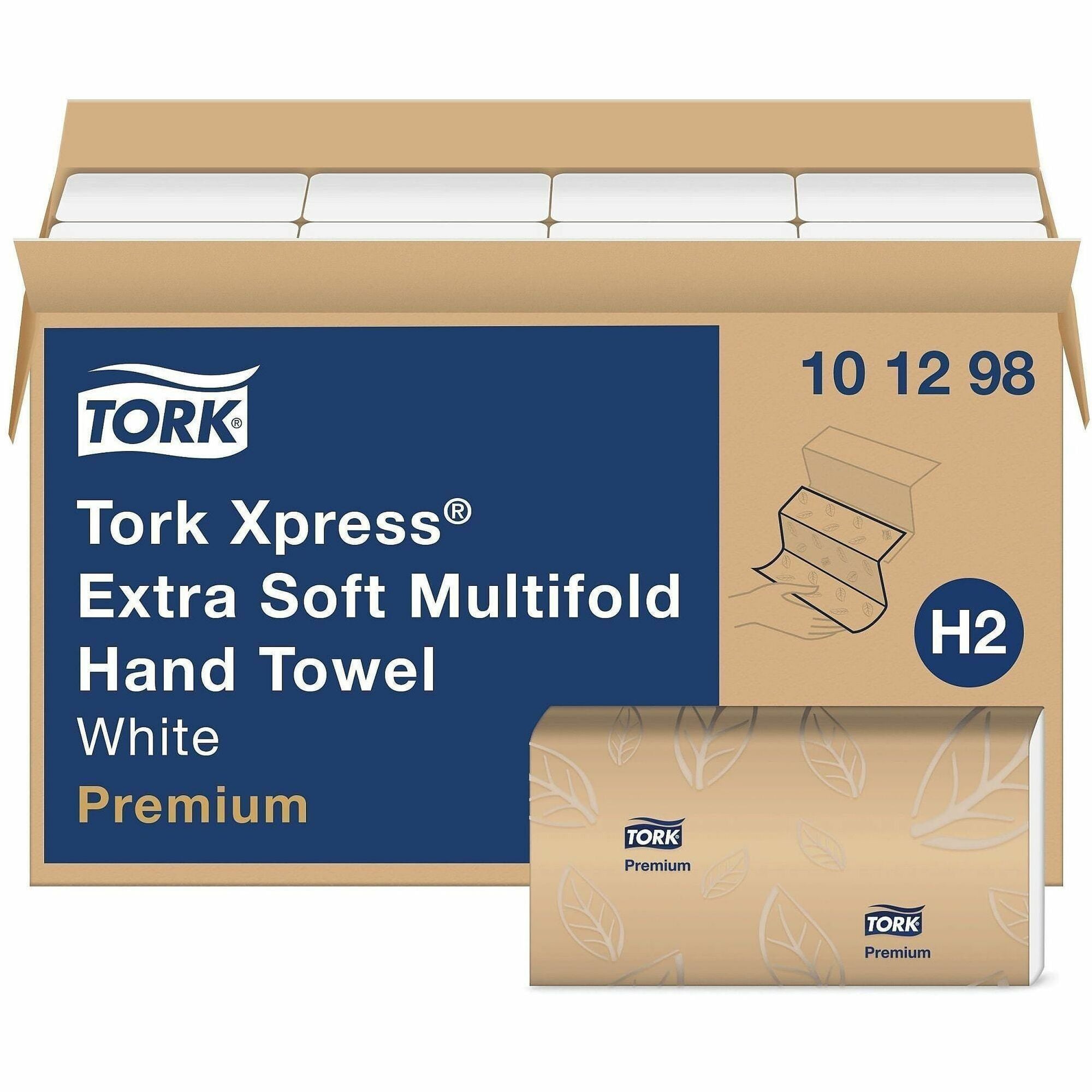 TORK Xpress Extra Soft Multifold Hand Towel White H2 - 2 Ply - Multifold - 9.13" Width x 12.80" Length - White - Virgin Pulp, Virgin Fiber - 94 / Pack