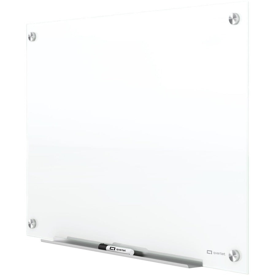 Quartet Infinity Magnetic Glass Dry-Erase Board, White, 48" x 48" - 48" (4 ft) Width x 48" (4 ft) Height - White Tempered Glass Surface - Square - Horizontal/Vertical - Magnetic - Frameless, Accessory Tray, Stain Resistant, Ghost Resistant, Durable, Sc...