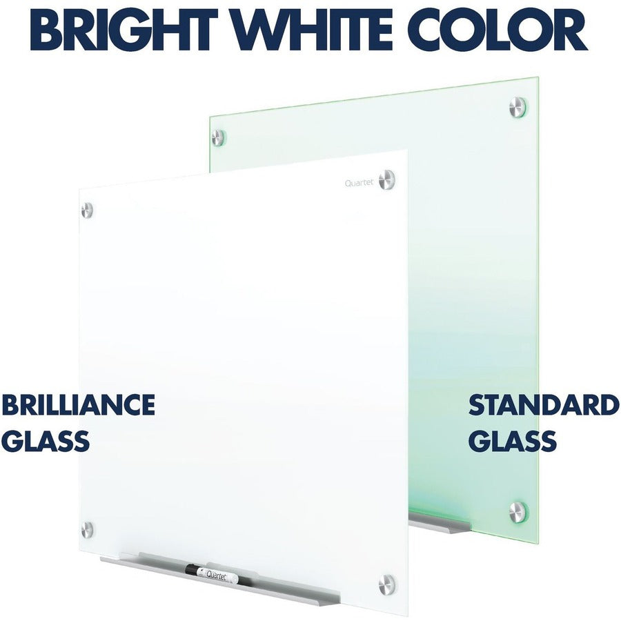 Quartet Infinity Magnetic Glass Dry-Erase Board, White, 48" x 48" - 48" (4 ft) Width x 48" (4 ft) Height - White Tempered Glass Surface - Square - Horizontal/Vertical - Magnetic - Frameless, Accessory Tray, Stain Resistant, Ghost Resistant, Durable, Sc...