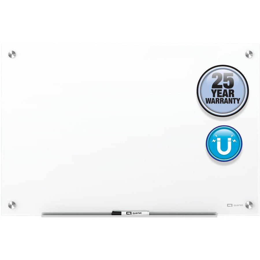 Quartet Infinity Magnetic Glass Dry-Erase Board, White, 48" x 48" - 48" (4 ft) Width x 48" (4 ft) Height - White Tempered Glass Surface - Square - Horizontal/Vertical - Magnetic - Frameless, Accessory Tray, Stain Resistant, Ghost Resistant, Durable, Sc...