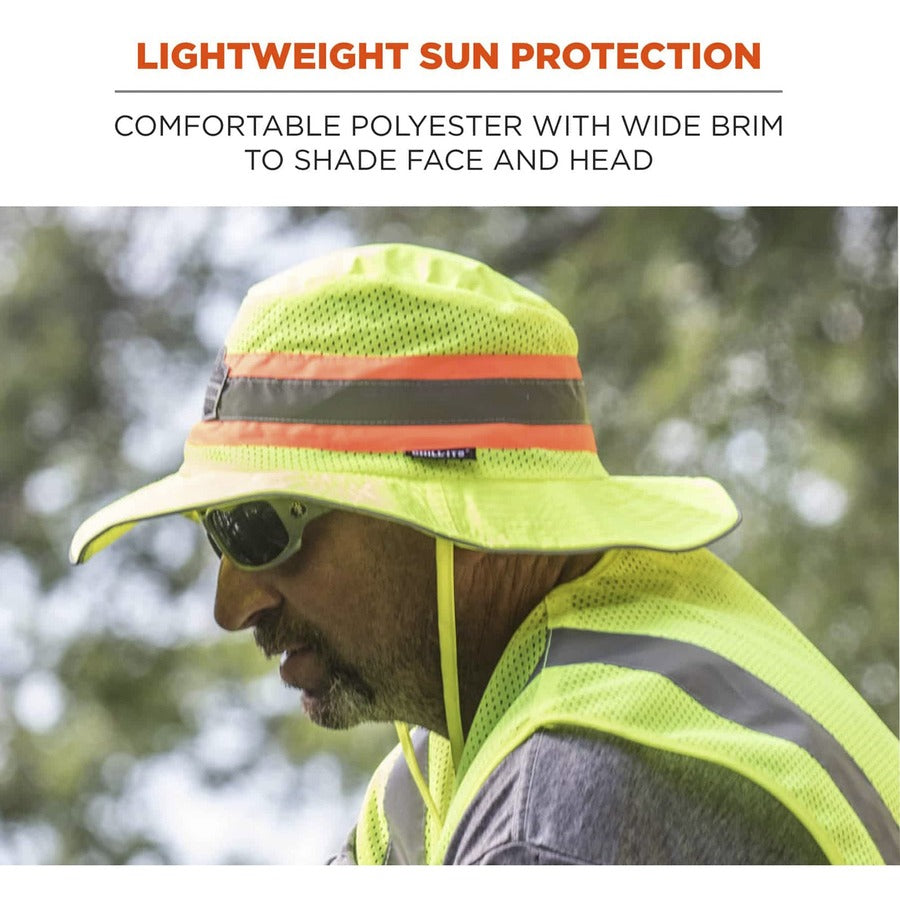 Ergodyne 8935CT HI-Vis Ranger Sun Hat - PVA Cooling - Small (S)/Medium (M) Size - Polyester, MicroFiber - Lime