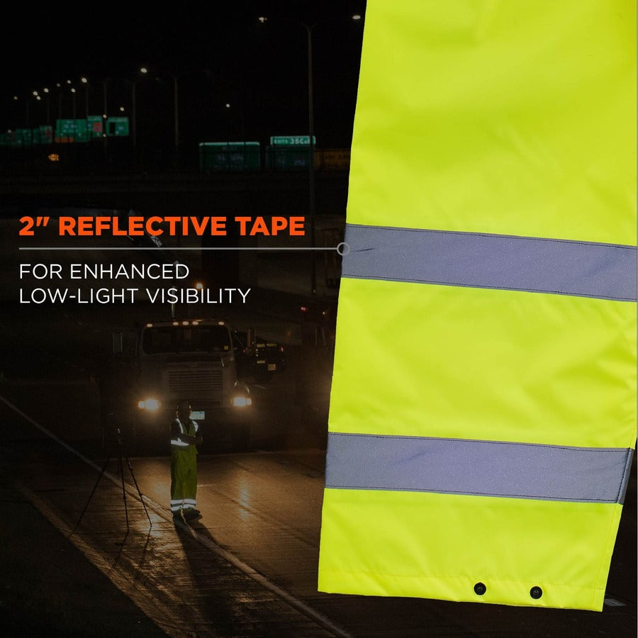 Ergodyne 8916 Lightweight Hi-Vis Rain Pants - Class E - For Rain Protection - 3-Xtra Large Size - Lime - Polyurethane, 150D Oxford Polyester