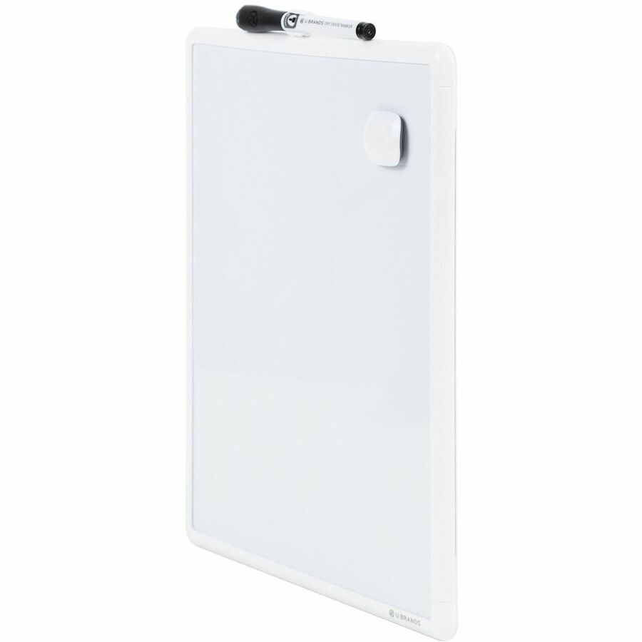 U Brands Magnetic Dry-Erase Board, 14" X 11" - 14" (1.2 ft) Width x 11" (0.9 ft) Height - Painted Steel Surface - White Back - Plastic Frame - Rectangle - Horizontal/Vertical - Magnetic - Eraser Included - 1