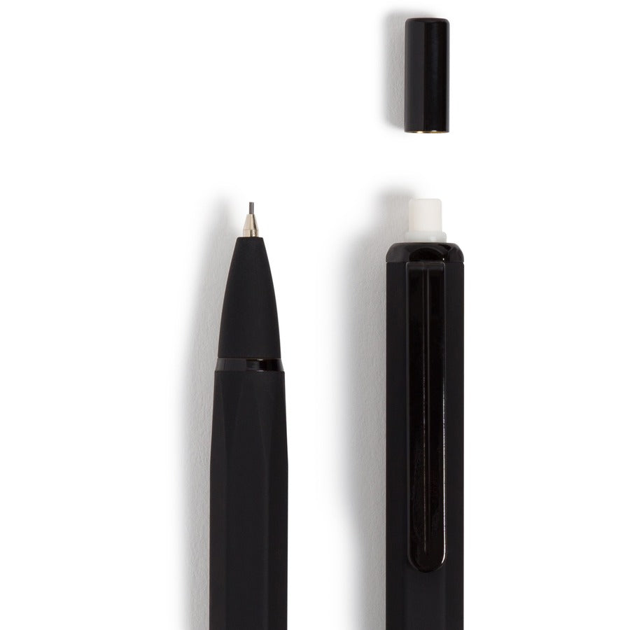 U Brands Cambriasoft Touch Midnight High End Mechanical Pencil, 12 Count - 0.7 mm Black Lead - #2 - Refillable - Matte Black Metal, White, Rose Gold Barrel - 12