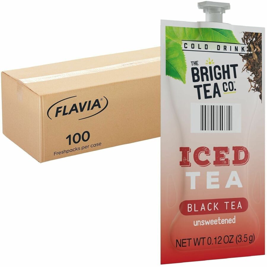 Flavia Bright Tea Co. Black Iced Tea Black Iced Tea Freshpack - Compatible with Flavia Creation 300 with Chill Refresh Module, Flavia Creation 600 with Chill Module - Black Iced Tea - Caffeine-free - Kosher - 100 / Carton