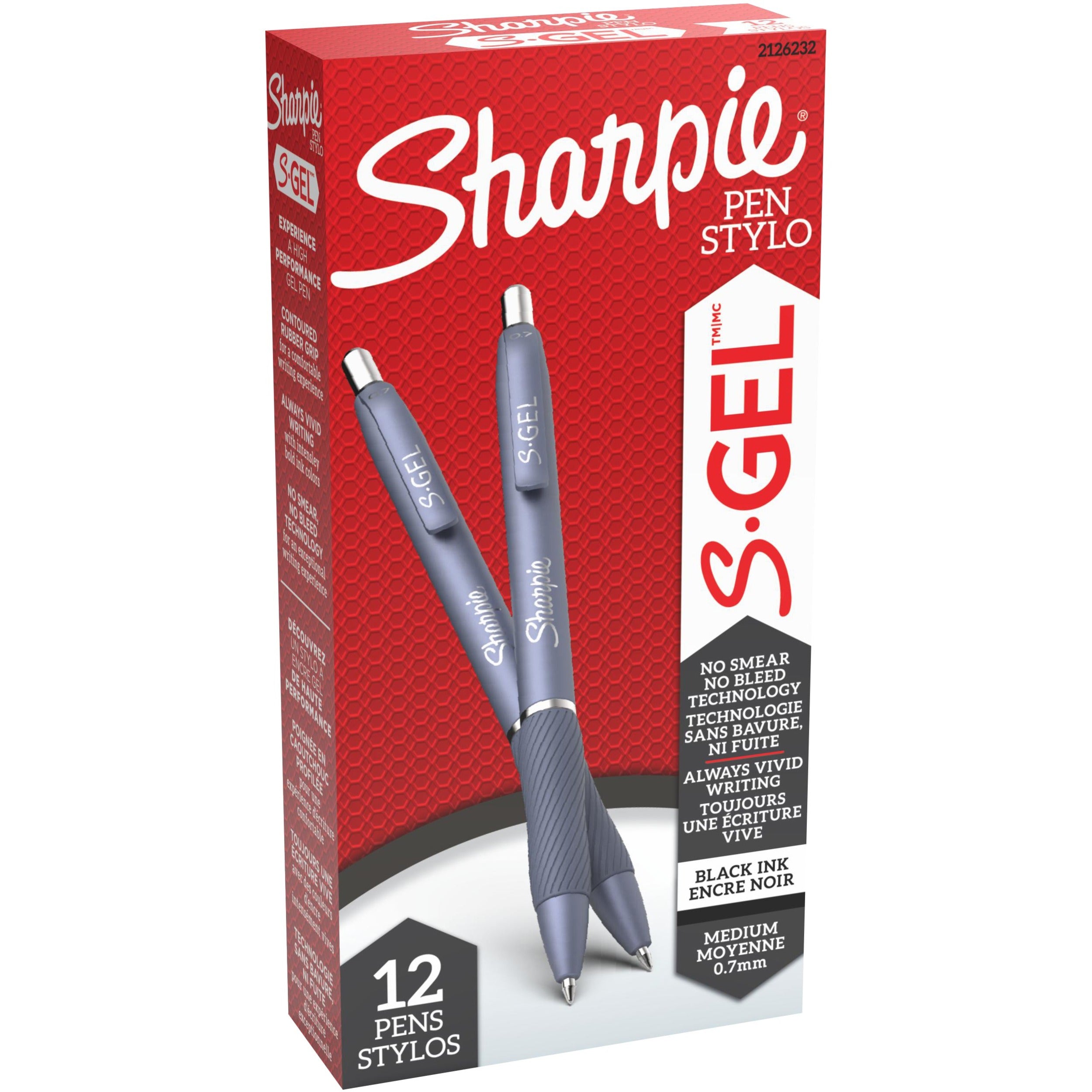 Sharpie S-Gel Fashion Retractable Pens 0.7 mm Black - 0.7 mm Medium Pen Point - Black Ink - Gel-based - Blue Barrel