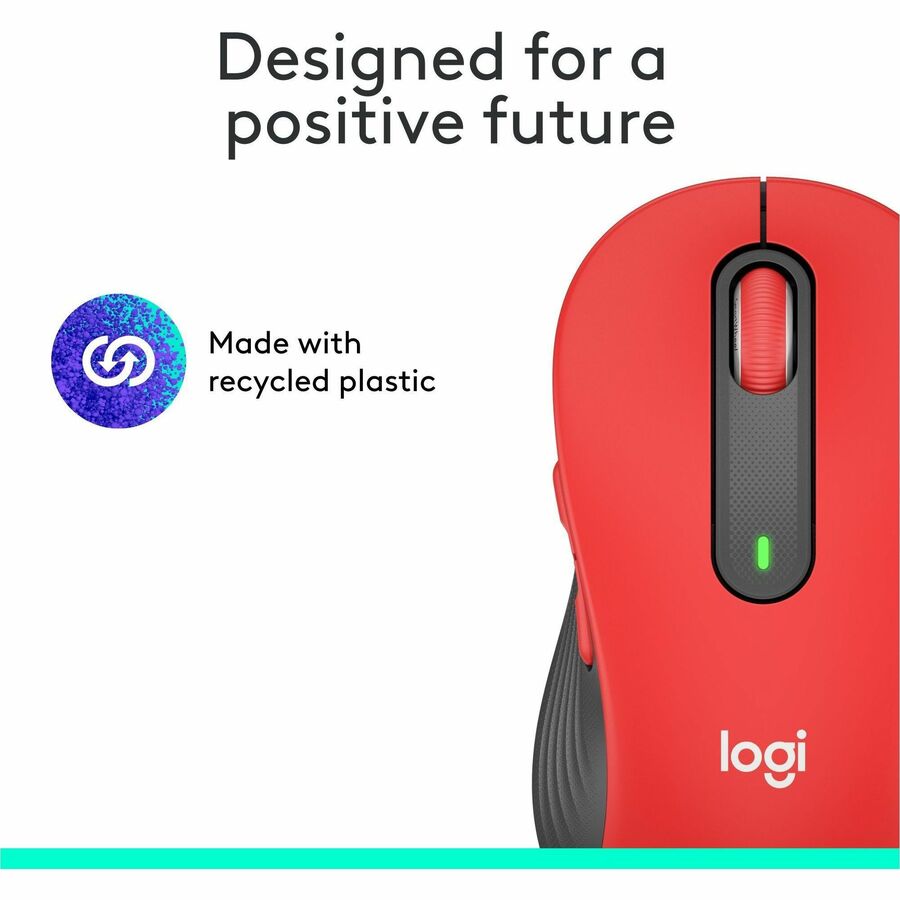 Logitech Signature M650 L (Red) - Optical - Wireless - Bluetooth/Radio Frequency - Red - USB - 2000 dpi - Scroll Wheel - 5 Button(s) - 5 Programmable Button(s) - Large Hand/Palm Size