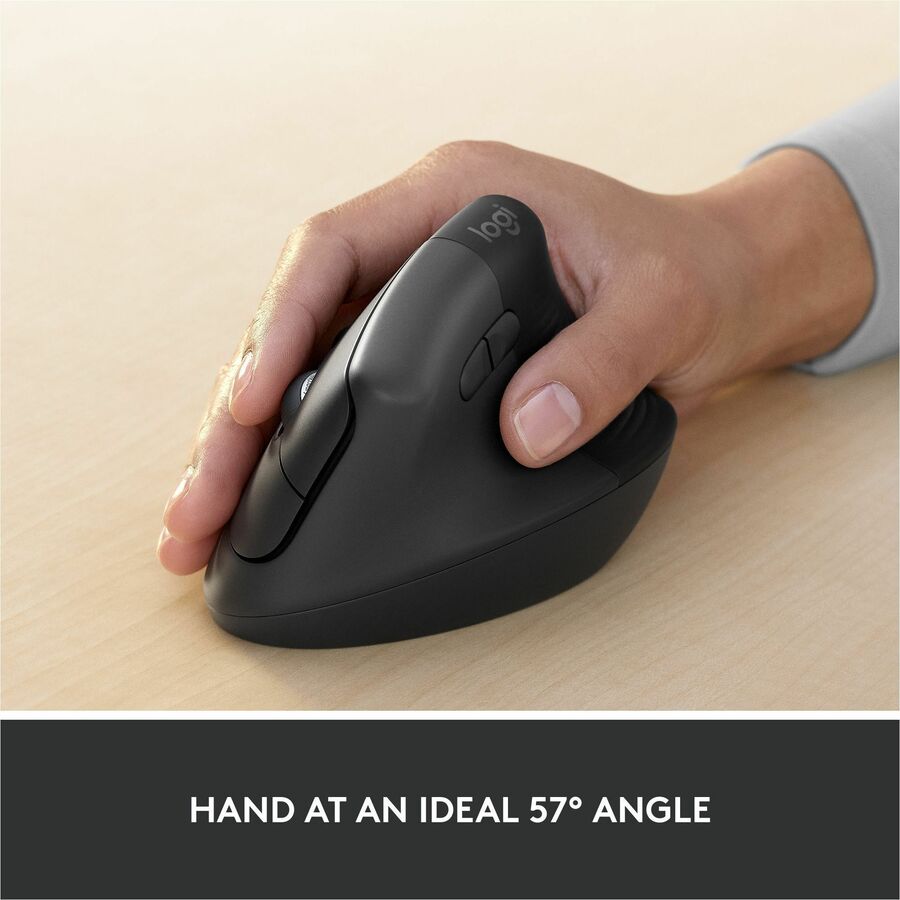 Logitech Lift Ergo Mouse - Optical - Wireless - Bluetooth/Radio Frequency - Graphite - USB - 4000 dpi - Scroll Wheel - 4 Button(s) - Small/Medium Hand/Palm Size - 1 Each