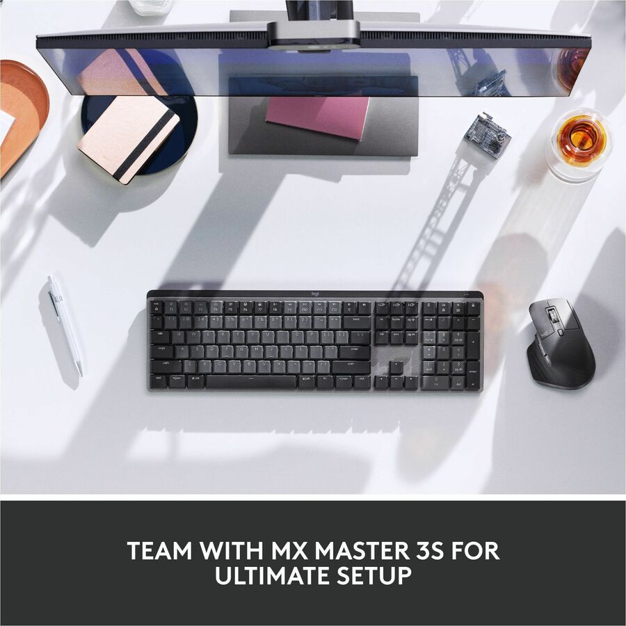 Logitech MX Mechanical Keyboard - Wireless Connectivity - Bluetooth - 33 ft - USB Interface - Windows 10, Windows 11, macOS 10.15, iOS 14, iPadOS 14, Linux, ChromeOS, Android 8.0 - PC, Mac - Mechanical Keyswitch - Proprietary Battery Size Battery Size ...