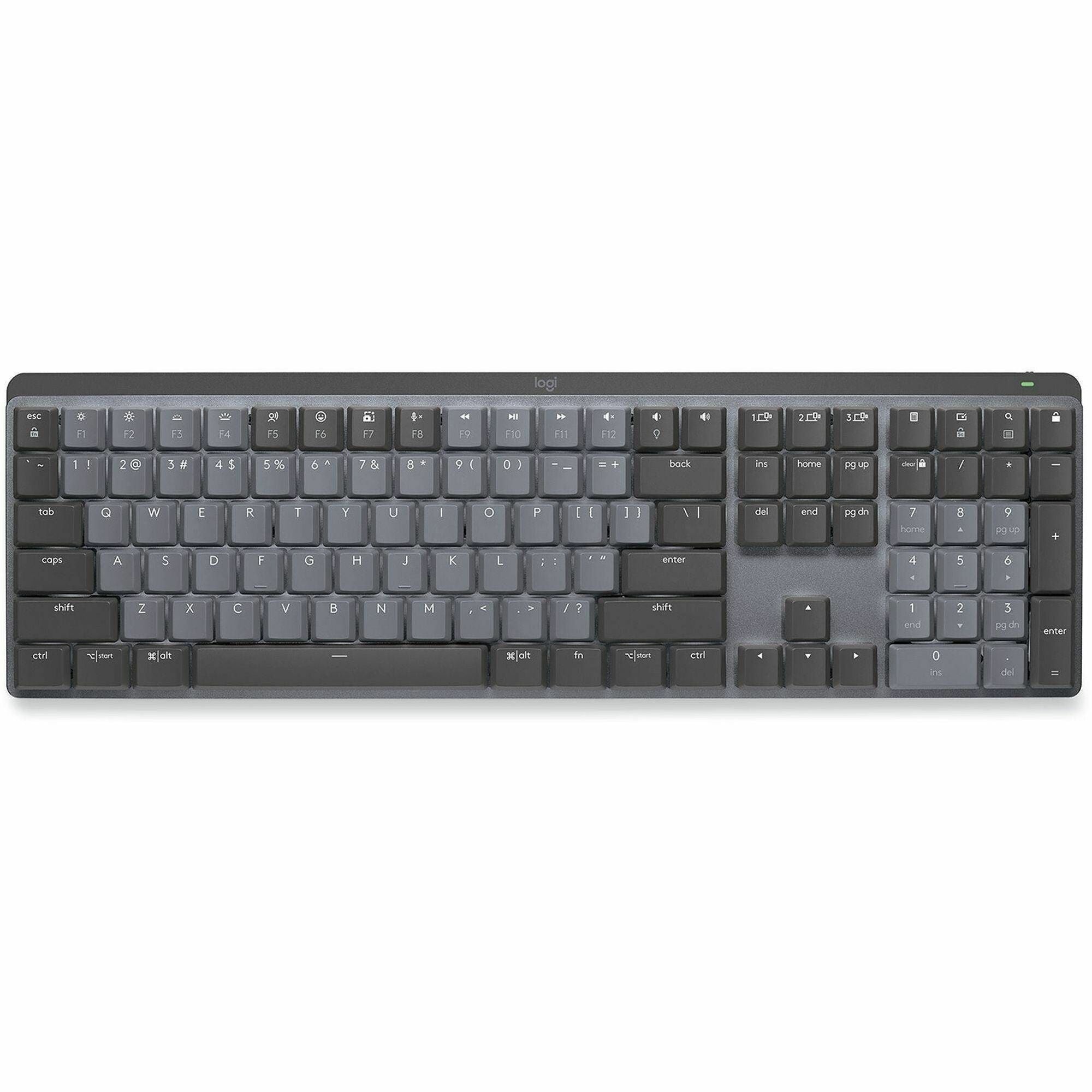 Logitech MX Mechanical Keyboard - Wireless Connectivity - Bluetooth - 33 ft - USB Interface - Windows 10, Windows 11, macOS 10.15, iOS 14, iPadOS 14, Linux, ChromeOS, Android 8.0 - PC, Mac - Mechanical Keyswitch - Proprietary Battery Size Battery Size ...