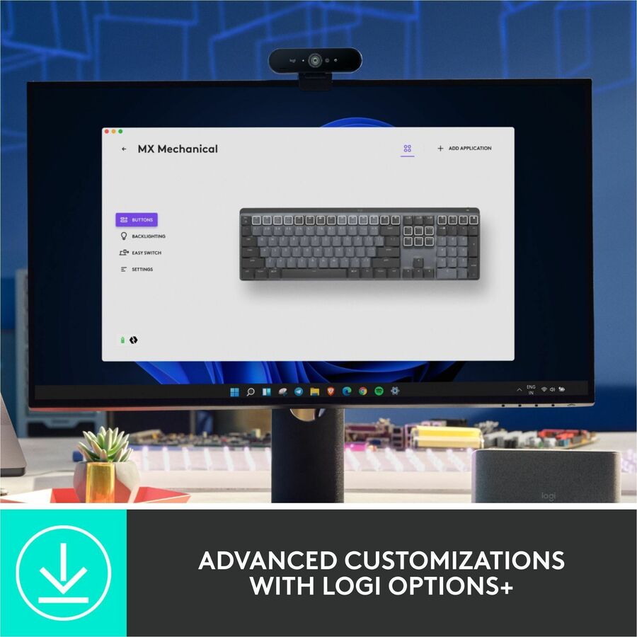 Logitech MX Mechanical Keyboard - Wireless Connectivity - Bluetooth - 33 ft - USB Interface - Windows 10, Windows 11, macOS 10.15, iOS 14, iPadOS 14, Linux, ChromeOS, Android 8.0 - PC, Mac - Mechanical Keyswitch - Proprietary Battery Size Battery Size ...