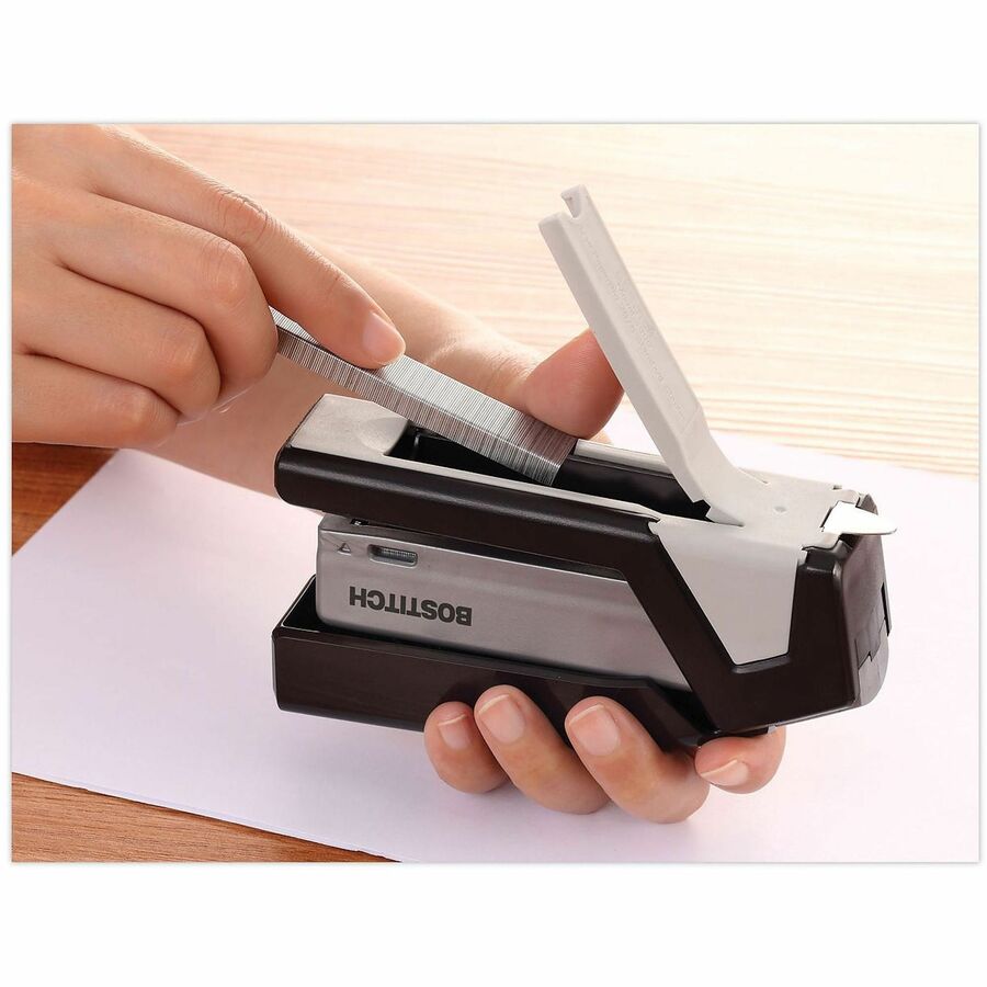 Bostitch 500 Compact Stapler - Staples Upto 15 Sheet - Half Strip - Black, Gray - 1 Each