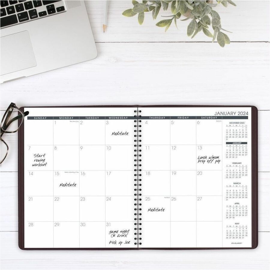 At-A-Glance 2025 Monthly Planner, Winestone, Large, 9" x 11" - Large - Monthly - 15 Month - January 2025 to March 2026 - 1 Month Double Page Layout - 9" x 11" Sheet Size - White Sheet - Wire Bound - Winestone Cover - Bleed Resistant Paper, Writable Sur...