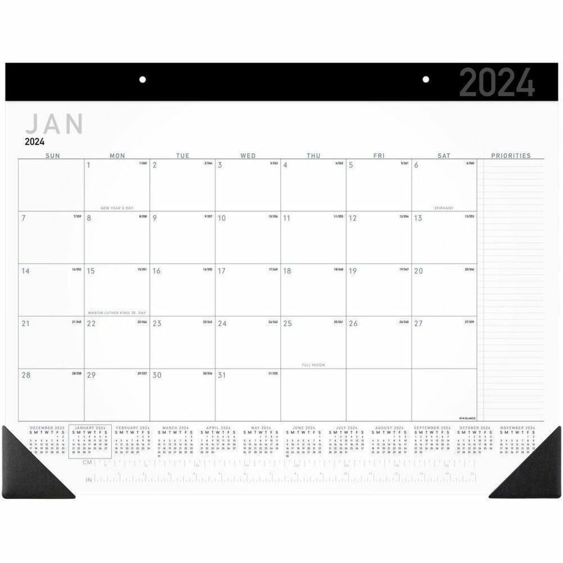 At-A-Glance Contemporary 2026 Monthly Desk Pad Calendar 21-3/4" x 17" - Standard - Julian Dates - Monthly - 12 Month - January 2026 to December 2026 - 1 Month Single Page Layout - 21 3/4" x 17" Sheet Size - 2 x Holes - Headband - Desk Pad - White - Pap...