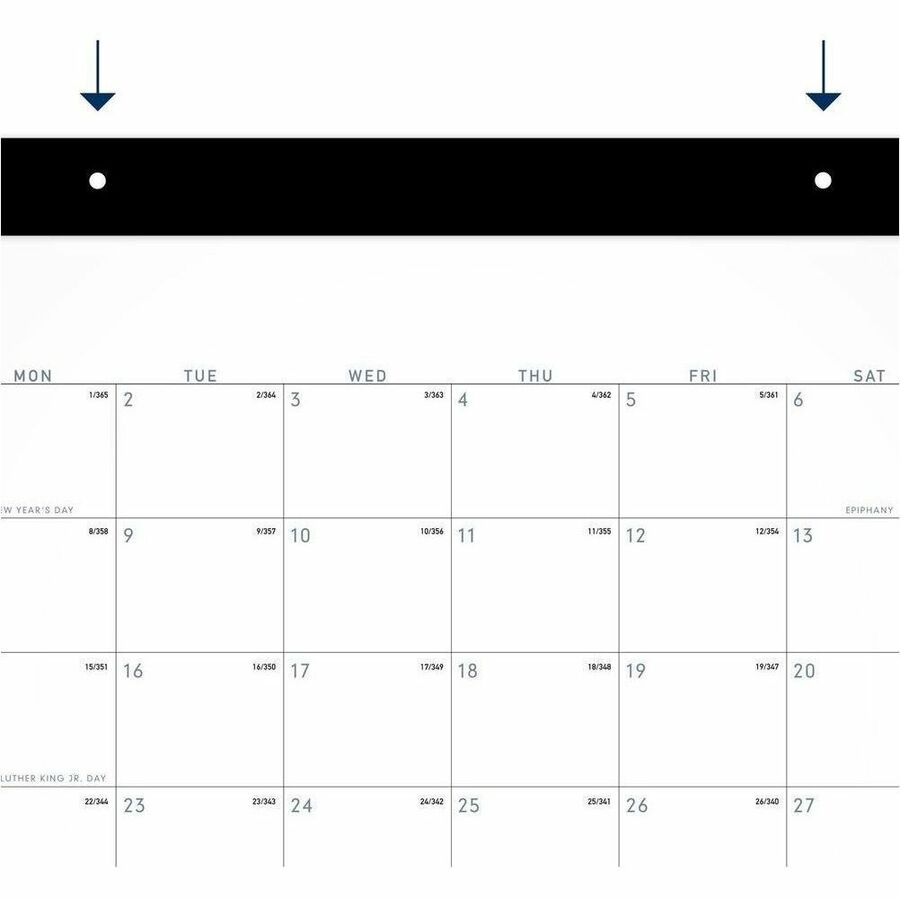 At-A-Glance Contemporary 2026 Monthly Desk Pad Calendar 21-3/4" x 17" - Standard - Julian Dates - Monthly - 12 Month - January 2026 to December 2026 - 1 Month Single Page Layout - 21 3/4" x 17" Sheet Size - 2 x Holes - Headband - Desk Pad - White - Pap...