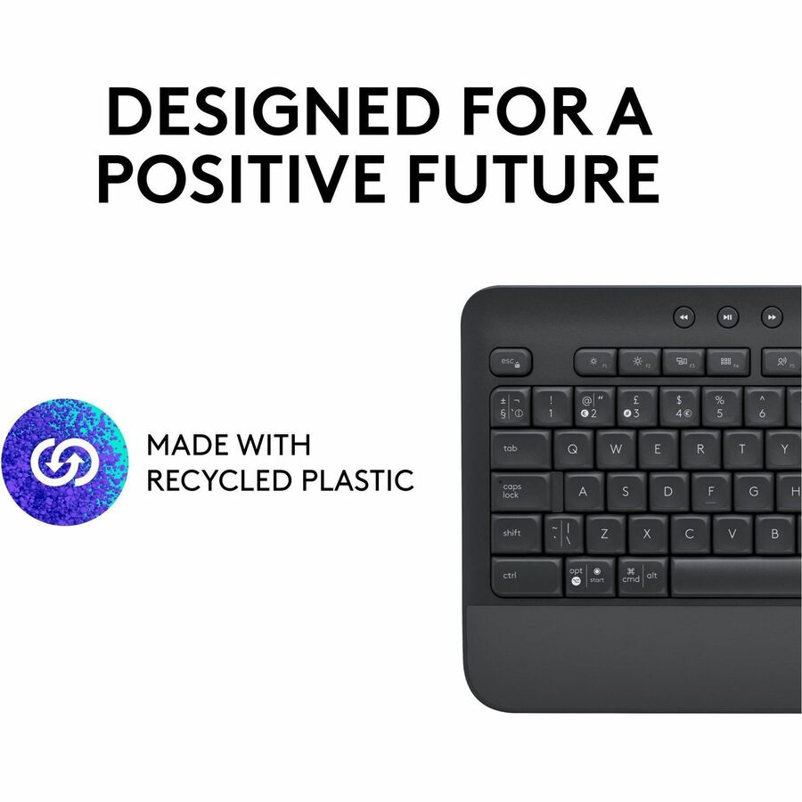 Logitech Signature K650 (Graphite) - Wireless Connectivity - Bluetooth/RF - 5.1 - 32.81 ft - ChromeOS - PC, Mac - AA Battery Size Supported - Graphite
