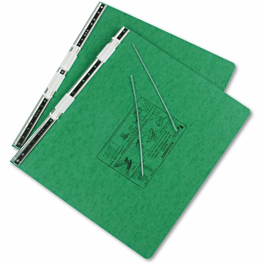 ACCO 14-7/8"x11" Presstex Hanging Data Binder - 6" Binder Capacity - 11" x 14 7/8" Sheet Size - Fastener(s): 2 x Post - Presstex, Acrylic, Nylon, Pressboard - Dark Green - Water Resistant, Retractable Filing Hooks, Flexible - 1 Each