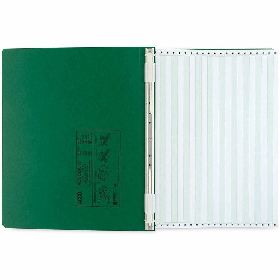 ACCO 14-7/8"x11" Presstex Hanging Data Binder - 6" Binder Capacity - 11" x 14 7/8" Sheet Size - Fastener(s): 2 x Post - Presstex, Acrylic, Nylon, Pressboard - Dark Green - Water Resistant, Retractable Filing Hooks, Flexible - 1 Each