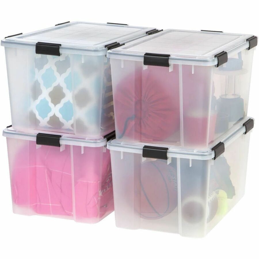 IRIS WeatherTight Heavy-duty Storage Tote - External Dimensions: 23.6" Length x 17.8" Width x 14.5" Height - 18.50 gal - Lid, Buckle Latch Closure - Heavy Duty - Stackable - Plastic, Polypropylene - Black, Clear Swatch - For Clothes, Document, Food Sto...