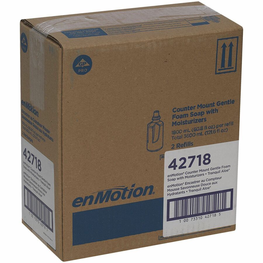 enMotion Gentle Foam Soap Refills - Tranquil Aloe Scent - 1.90 quart - Bottle Dispenser - Hand, Skin - Moisturizing - Green - Rich Lather, Hygienic, pH Balanced - 2 / Carton