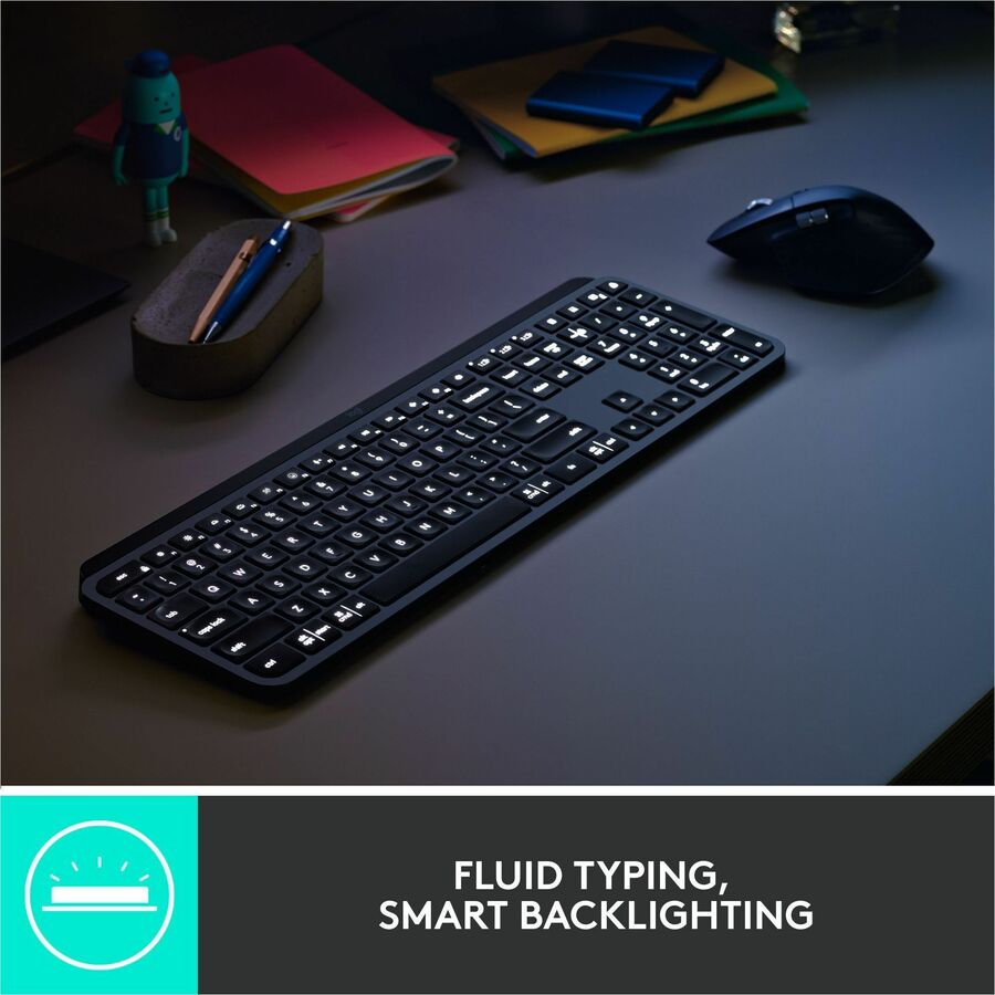 Logitech MX Keys Combo for Business Keyboard & Mouse - USB Wireless Bluetooth Keyboard - USB Wireless Bluetooth Mouse - Darkfield - 8000 dpi - 7 Button - Scroll Wheel - Right-handed - Compatible with PC, Mac - 1 Each