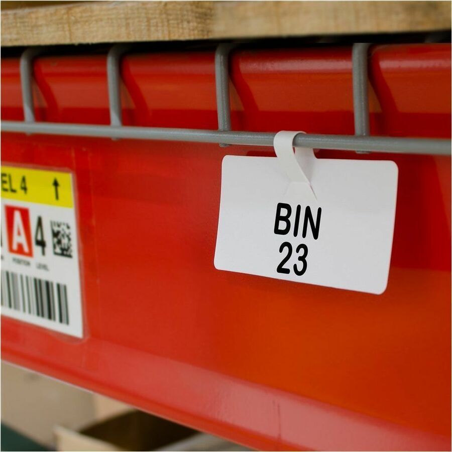 C-Line Wire Shelf Tags - 3.62" Length x 1.50" Width - Strap Fastener - Plastic - White - 10 / Pack