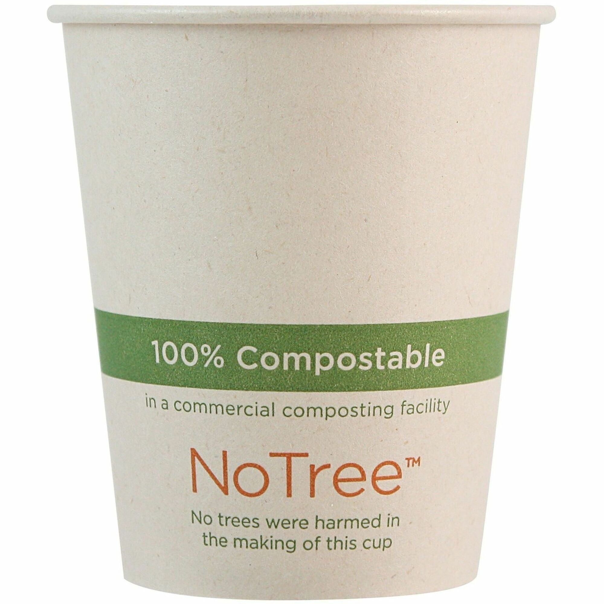 World Centric NoTree Paper Hot Cups - 6 fl oz - Natural - Paper - Hot Drink, Beverage, Tea, Hot Chocolate, Coffee - 20 / Carton