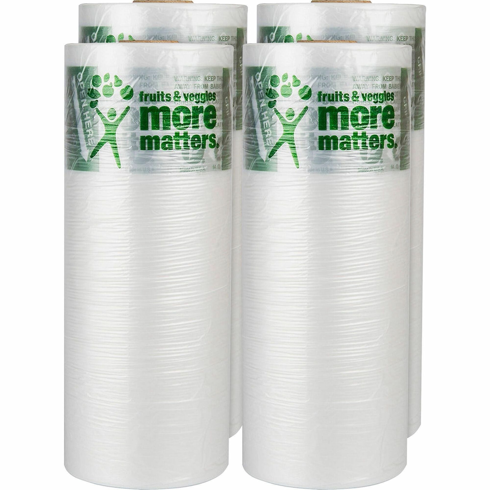 Inteplast More Matters Produce Bags - 20" Length x 12" Width x 0.35 mil (9 Micron) Thickness - Clear - Storage, Food - 875/Roll - 4 / Carton
