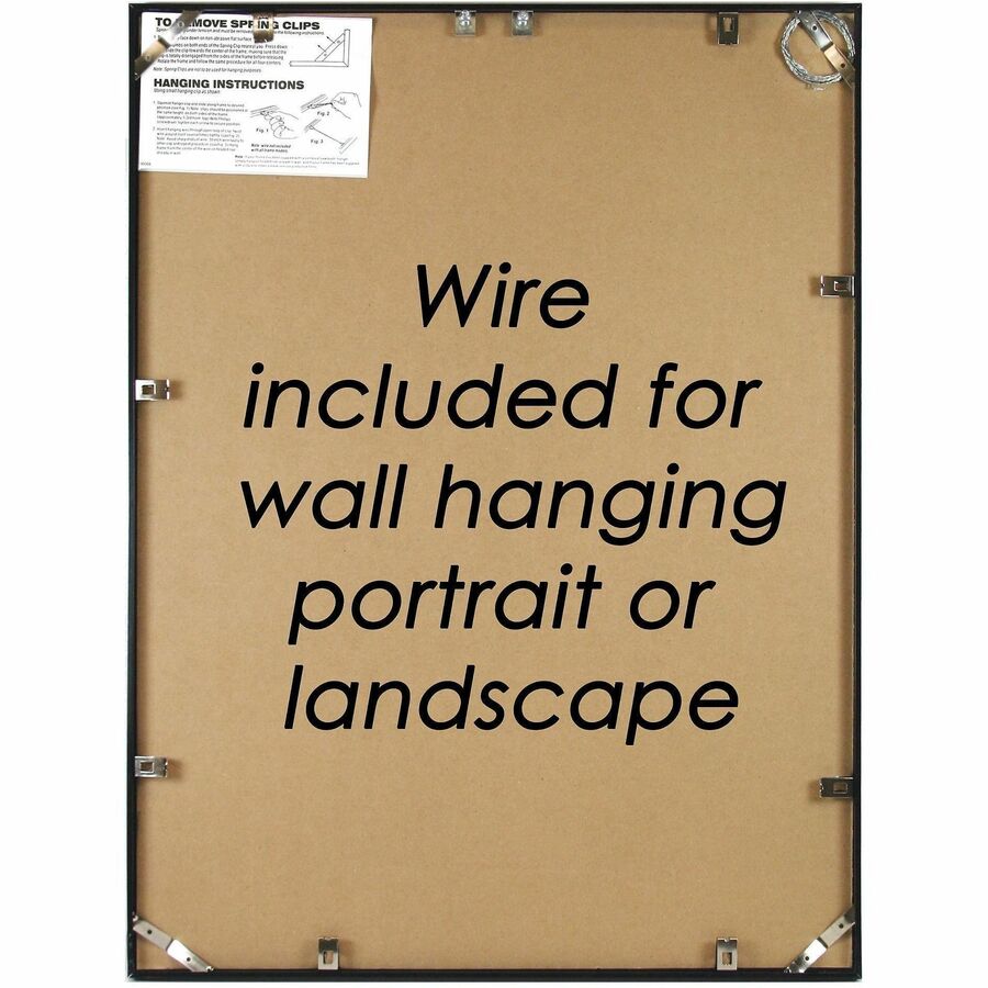 nudell Metal Poster Frames - 18" x 24" Frame Size - Wall Mountable - Landscape, Portrait - High Gloss - Durable, Unbreakable, Clip Holder, Shatter Proof, Round Edge - Metal, Anodized Aluminum, Plastic, Brushed Aluminum - Black - 1 Each