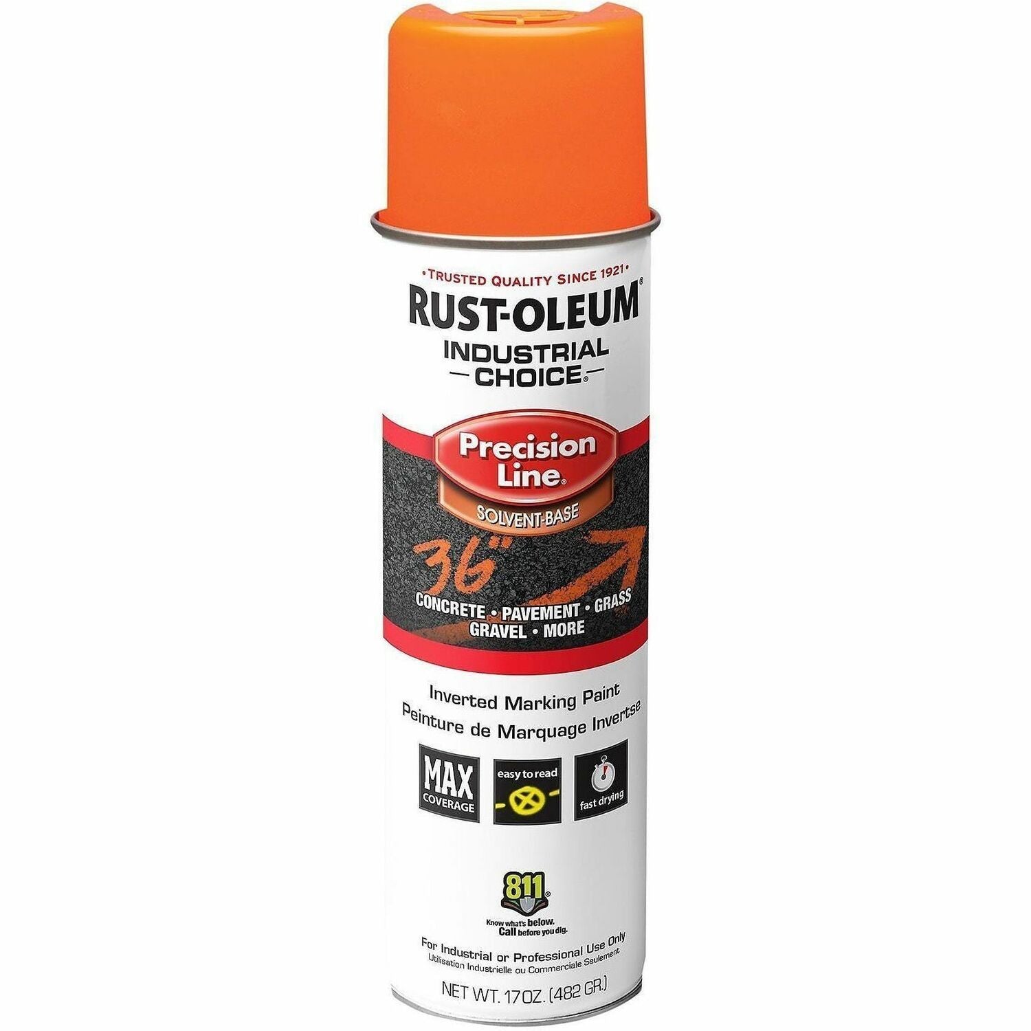 Industrial Choice M1600 Mark Spray Paint - Aerosol - Fluorescent Orange - 1.06 lb - 12 / Carton