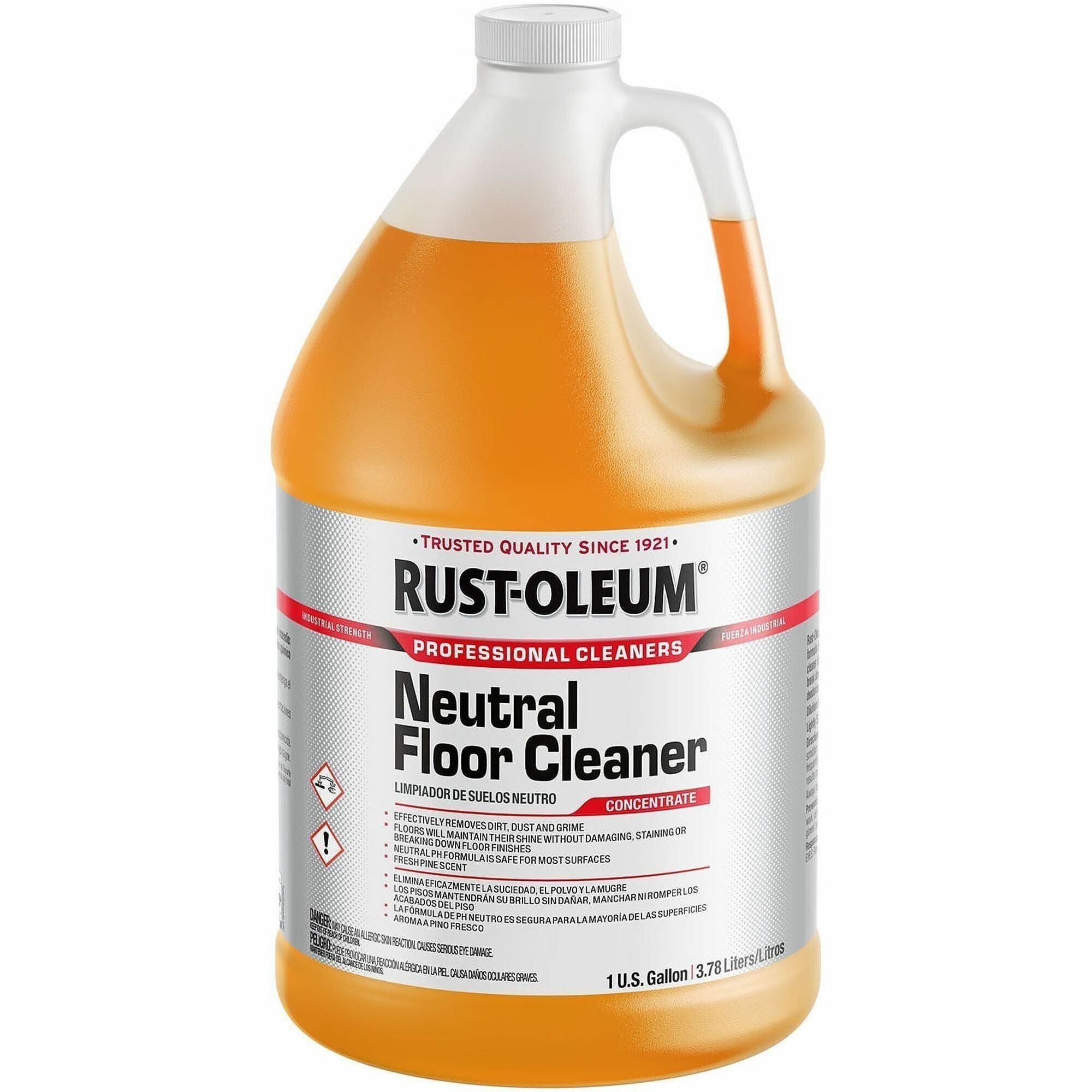 Rust-Oleum Concentrated Neutral Floor Cleaner - For Floor - Concentrate - 128 fl oz (4 quart) - 6 to 8 pH - Fresh Pine Scent - Recommended For: Odor Remover, Dirt Remover, Dust Remover, Grime Remover - Deodorize, Stain Resistant, pH Neutral - Orange - ...