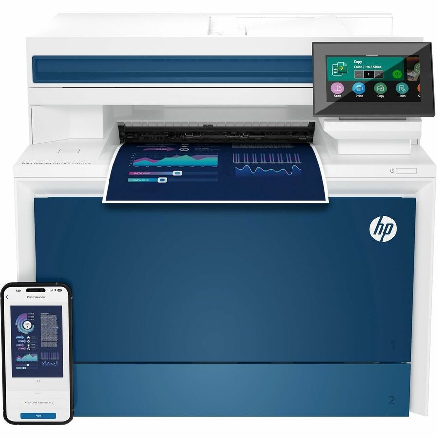 HP LaserJet Pro 4301fdw Wireless Laser Multifunction Printer - Color - Copier/Fax/Printer/Scanner - 40 ppm Color Print - 600 x 600 dpi Print - Automatic Duplex Print - Up to 50000 Pages Monthly - Color Flatbed/ADF Scanner - 600 x 600 dpi Optical Scan -...
