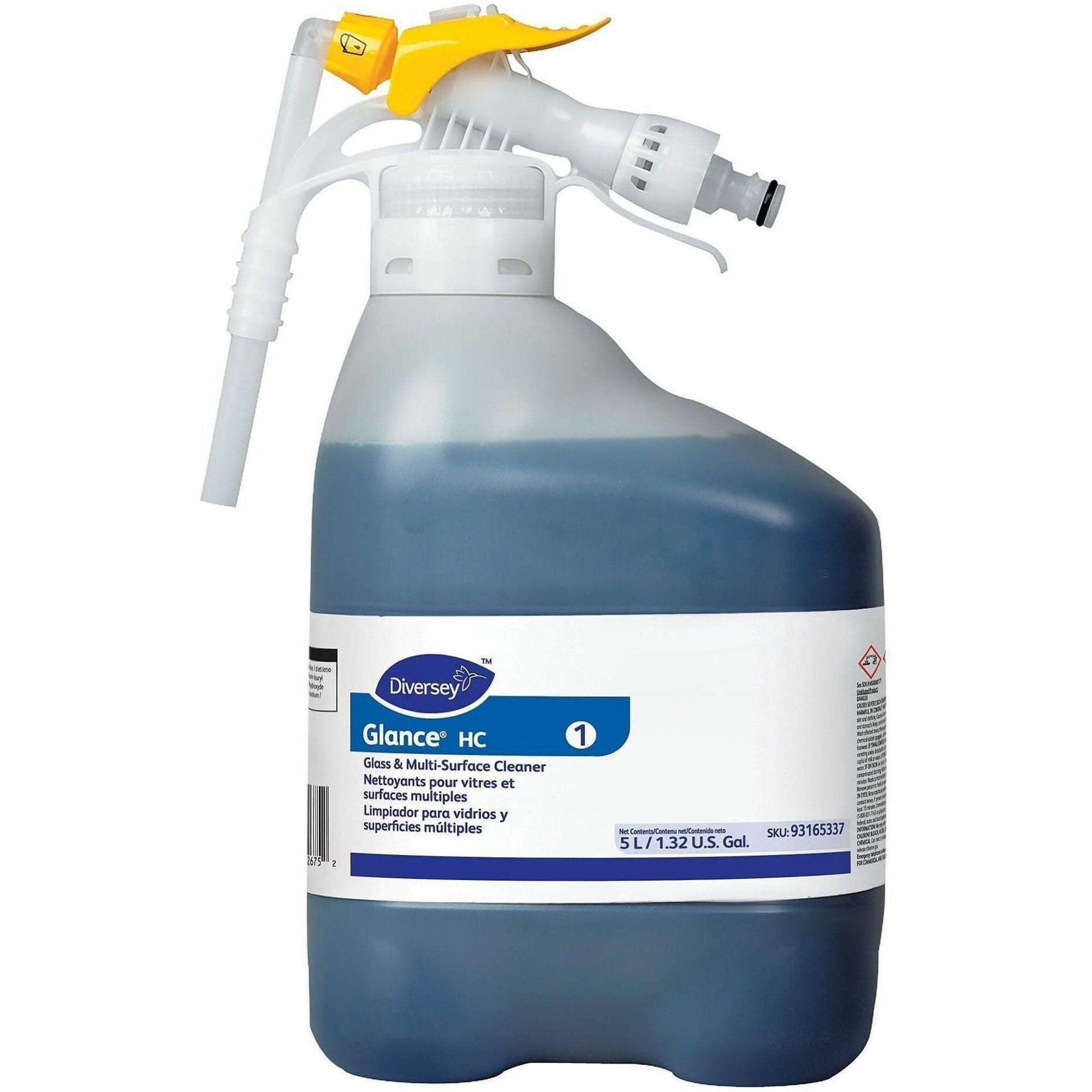 Diversey HC Glass & Multi-Surface Cleaner - Ready-To-Use/Concentrate - 166.4 fl oz (5.2 quart) - 10.5 to 12.5 pH - Ammonia Scent - Non-streaking, Quick Drying - Blue - 1 Each