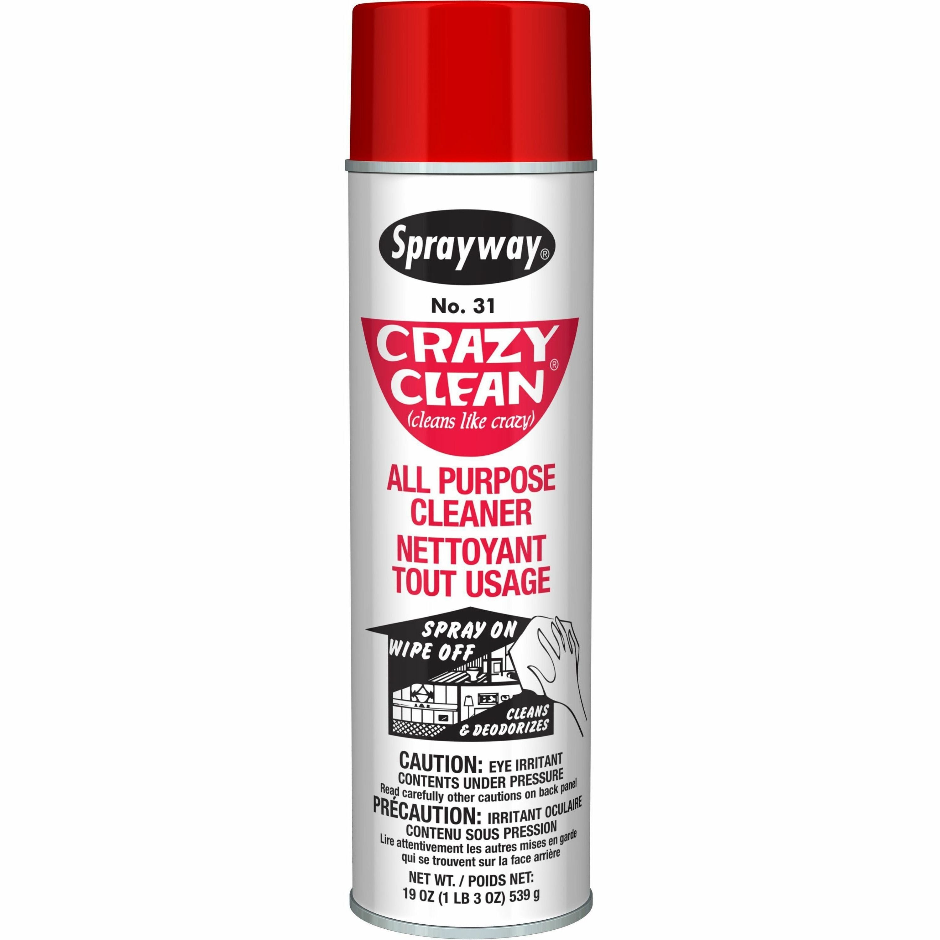 Sprayway Crazy Clean All-Purpose Cleaner - 19 fl oz (0.6 quart) - Deodorize, Non-abrasive - White - 12 / Carton