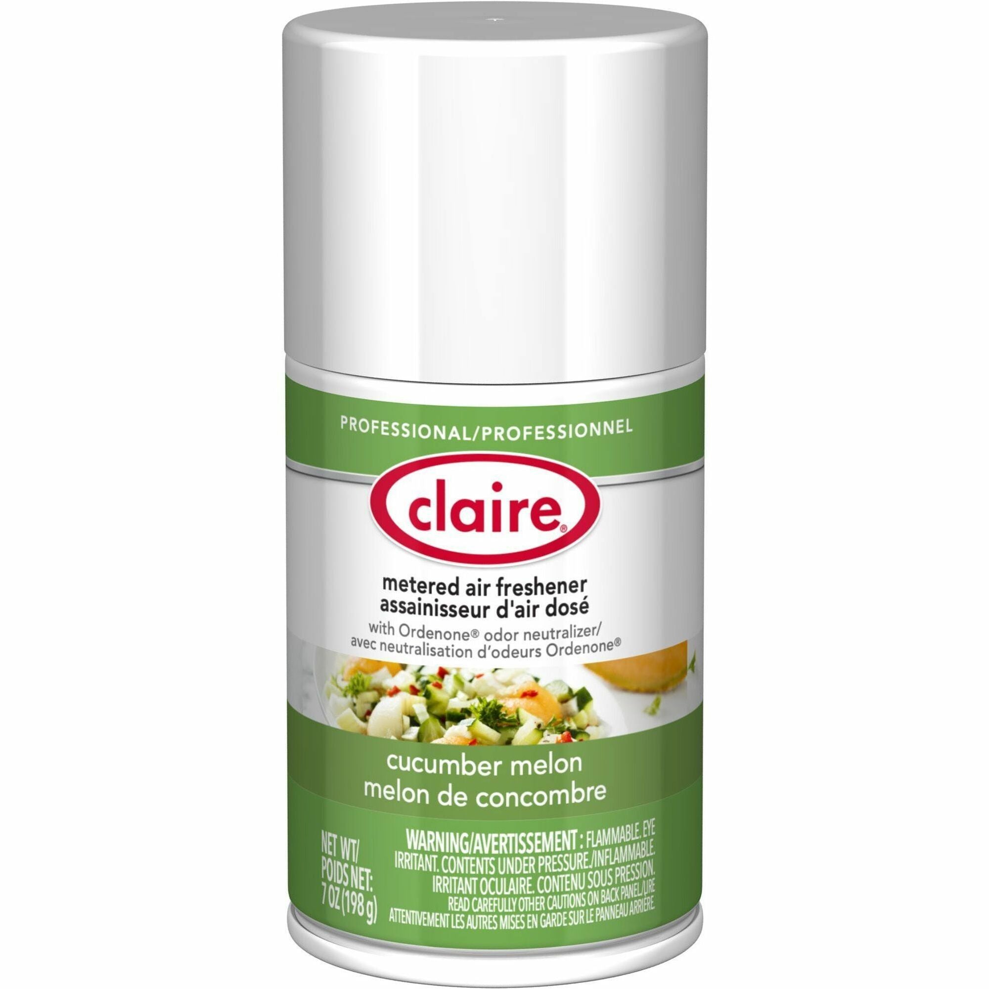 Claire Metered Air Freshener with Ordenone - Aerosol - 6000 ft� - 7 fl oz (0.2 quart) - Cucumber Melon - 30 Day - Odor Neutralizer - 12 / Carton