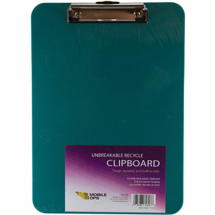 Mobile OPS Unbreakable Clipboard Green (61626) - Wire Clip - Polypropylene - Green