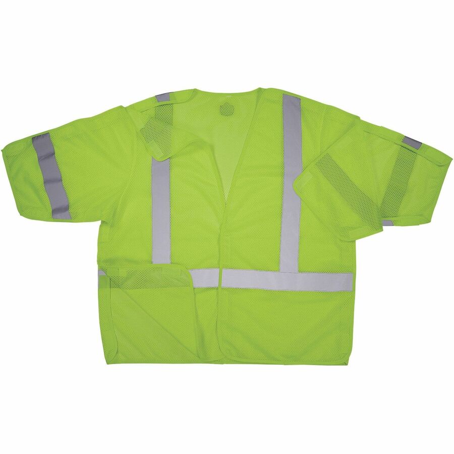 Ergodyne GloWear 8315BA Mesh Hi-Vis Safety Vests - Recommended for: Construction, Transportation - Large/Extra Large - Hook & Loop Closure - Polyester Mesh - Lime - Reflective Strap, Interior Pocket, Cell Phone Pocket, Machine Washable, Lightweight, Hi...