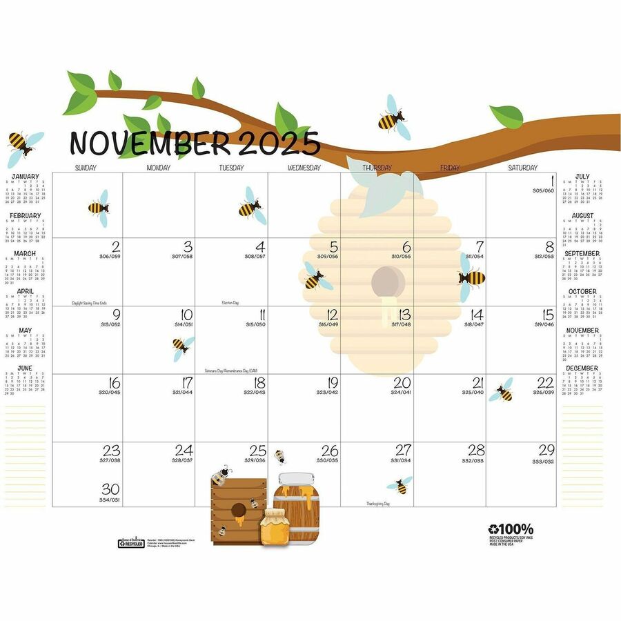House of Doolittle Recycled Monthly Desk Pad Academic Calendar Honeycomb 22 x 17 Inches - Academic - Julian Dates - Monthly - 12 Month - August 2025 to July 2026 - 22" x 17" Sheet Size - Multicolor/White Sheet - 2.38" x 2.50" Block - Glue Top - Desk Pa...