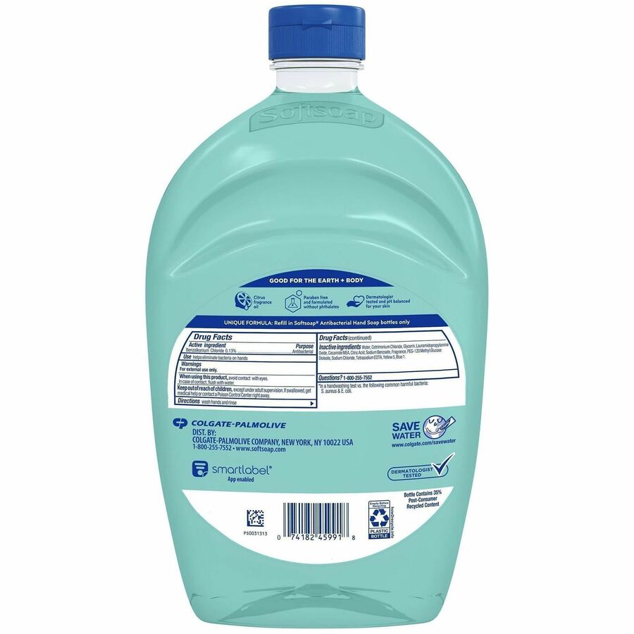 Softsoap Liquid Hand Soap - Fresh Citrus Scent - 1.56 quart - Bottle Dispenser - Bacteria Remover - Hand, Skin - Moisturizing - Antibacterial - Green - Paraben-free, Phthalate-free - 1 Each