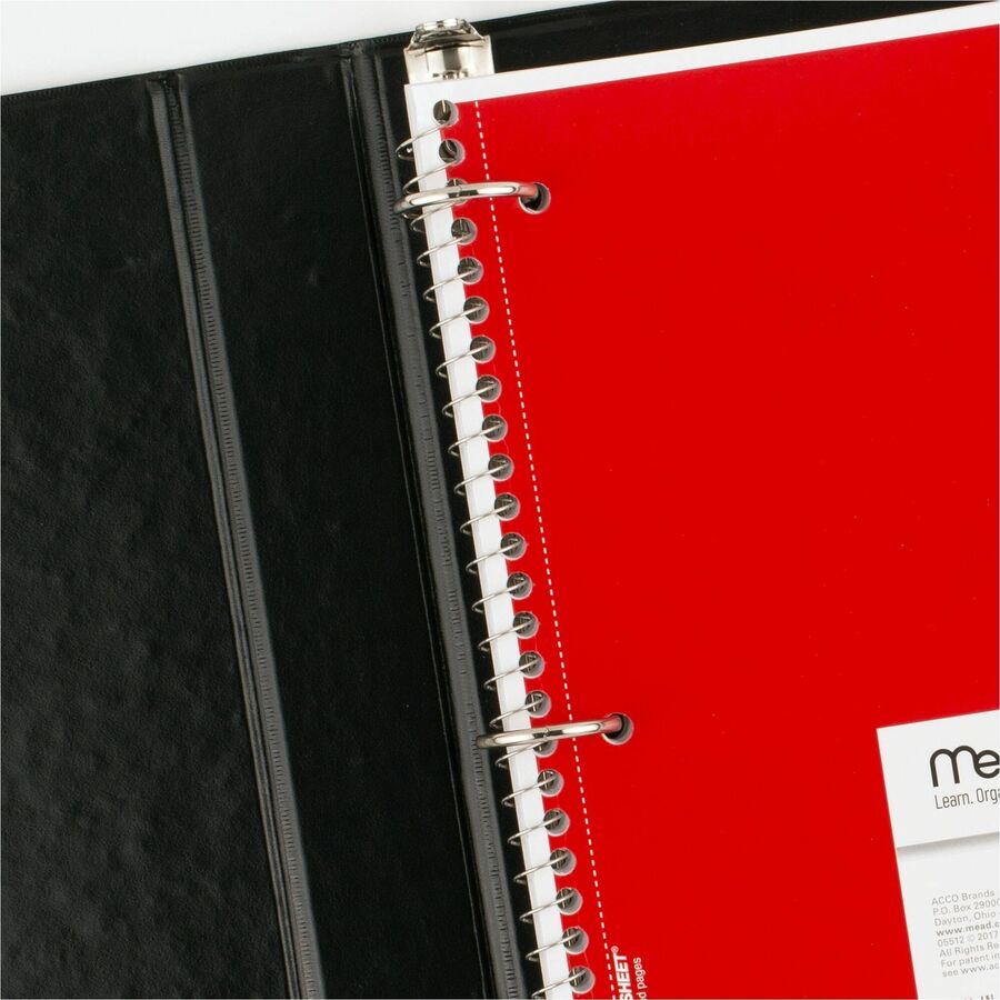 Mead Notebook - 1 Subject(s) - 70 Sheets - 70 Pages - Wire Bound - 3 Hole(s) - 7 1/2" x 10 1/2" Sheet Size - 10.50" Height x 8.3" Width x 0.5" Depth - Black, Blue, Green, Purple, Red, Yellow Cover - Opaque, Double Sided Sheet, Perforated, Easy Tear, Du...
