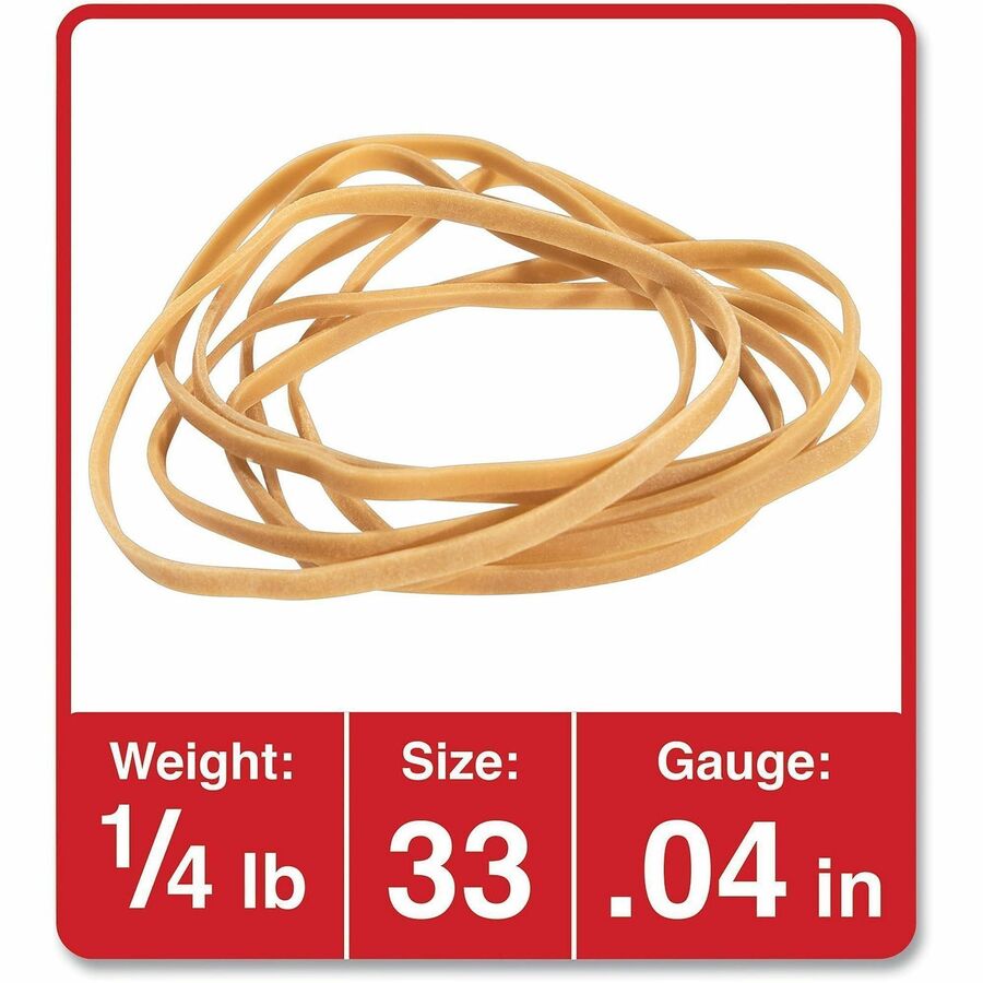 Universal Standard Rubber Bands - Size: #33 - 3.5" Length x 0.1" Width - Elastic - Rubber - Beige - 160 / Pack